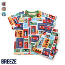 WEB限定_はたらくくるまブロック柄前あきパジャマ ▽▽ 男の子 BREEZE ブリーズ 子供服 キッズ ベビー パジャマ 半袖 車 おしゃれ かっこいい 夏服...
