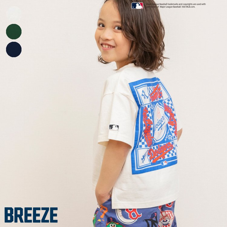 【新作】MLB_3柄Tシャツ ▽▽ 綿100% 男の子 BREEZE ブリーズ 子供服 キッズ ベビー トップス 半袖 野球 メジャーリーグ ヤンキース ドジャース タイガーズ 夏 エフオー FO △△ j307835