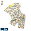 【新作】WEB限定_前あきひんやりパジャマ_恐竜コミック柄 ▽▽ 接触冷感 男の子 BREEZE ブリーズ 子供服 キッズ ベビー 半袖 上下セット ルームウェ...