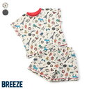 【新作】WEB限定_かぶりパジャマ_ロック柄 ▽▽ 綿100% ひんやり 男の子 BREEZE ブリーズ 子供服 キッズ ベビー 半袖 上下セット ルームウェア...