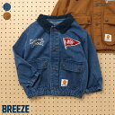 【OSAMU_GOODSコラボ】ワークジャケット ▽▽ 綿100% 女の子 男の子 ユニセックス BREEZE ブリーズ 子供服 キッズ ベビー アウター デニム ブルゾン オサムグッズ 秋 エフオー FO △△ j402955