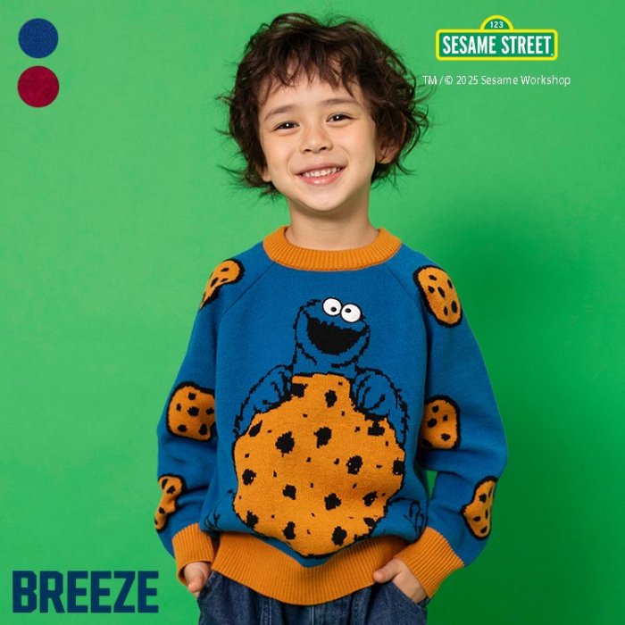 【20％OFFクーポン】【10％OFFクーポン】【新作】セサミストリート_2色2柄ジャガードセーター ▽▽ 男の子 BREEZE ブリーズ 子供服 キッズ ベビー ニット クッキーモンスター 秋 エフオー FO △△ j413905