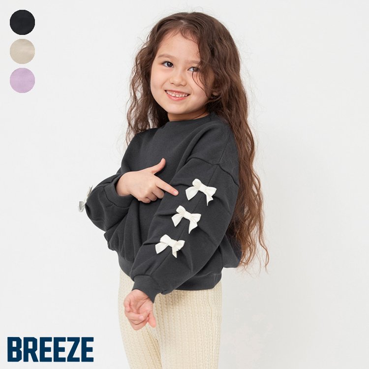 【3点以上で10%OFFクーポン】【SALE_10%OFF_11/17(月)午前9:59まで】【新作】WEB限定__袖タックリボンモチーフ裏起毛トレーナー ▽▽ 女の子 BREEZE ブリーズ 子供服 キッズ ベビー スウェット トップス 長袖 冬 エフオー FO △△ j511825［返品不可］のサムネイル