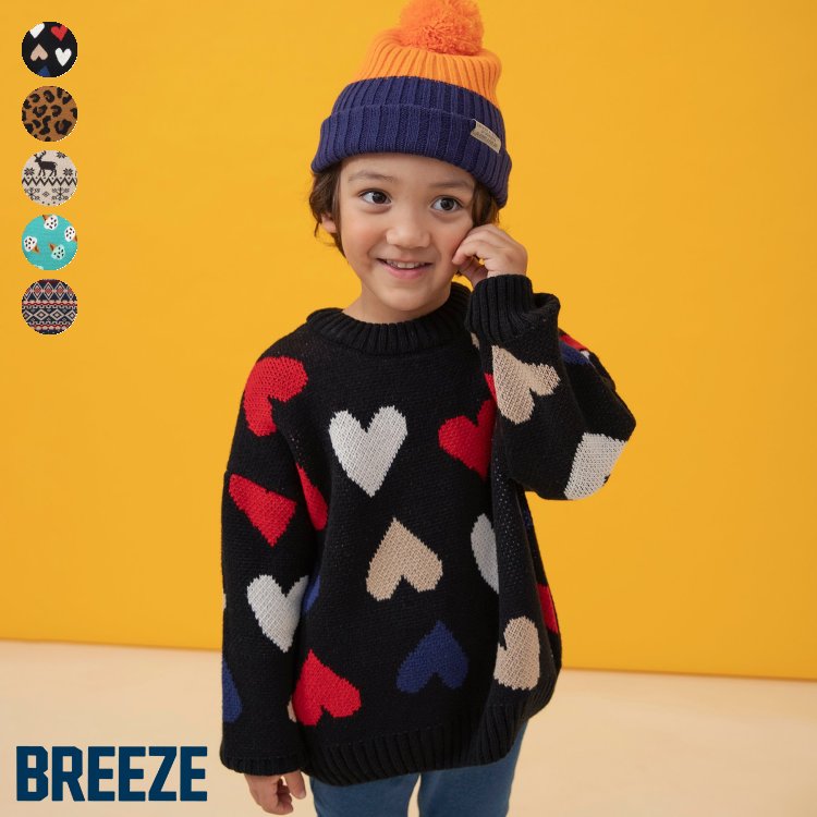 【ポイント15倍】【新作】【リンク】総柄バリエーションニット ▽▽ 洗える マシンウォシャブル 女の子 男の子 BREEZE ブリーズ 子供服 キッズ ベビー セーター おしゃれ 冬 エフオー FO △△ j513045