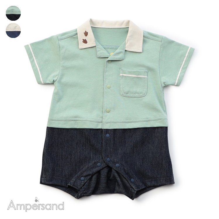 【SALE_50%OFF】おめかしロンパス ▽▽ 男の子 Ampersand アンパサンド 子供服 キッズ ベビー ロンパース ギフト 出産祝い 恐竜 お出かけ 夏服 夏物 エフオー FO △△ l333065［返品不可］