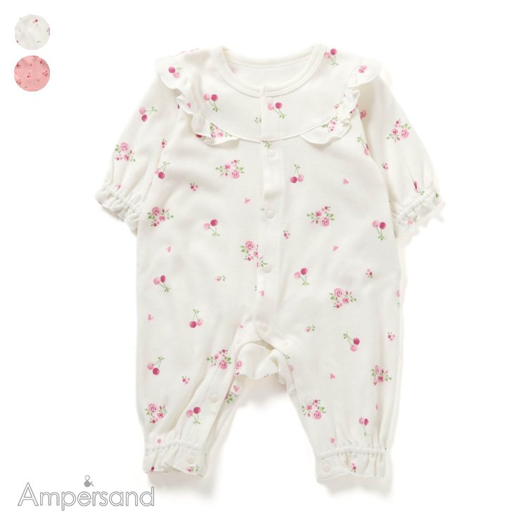 【リンク】さくらんぼお花柄スムースカバーオール ▽▽ 綿100% 女の子 Ampersand アンパサンド 子供服 キッズ ベビー おしゃれ かわいい 秋 エフ...