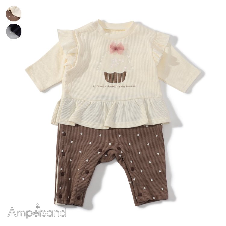 【リンク】スパンコール入りモチーフワッフルカバーオール ▽▽ 綿100% 女の子 Ampersand アンパサンド 子供服 キッズ ベビー おしゃれ かわいい ...
