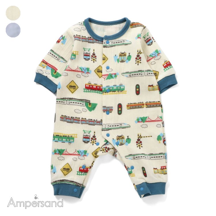 【リンク】電車柄ニットキルトカバーオール ▽▽ 綿100% 男の子 Ampersand アンパサンド 子供服 キッズ ベビー 新幹線 秋 エフオー FO △△ ...