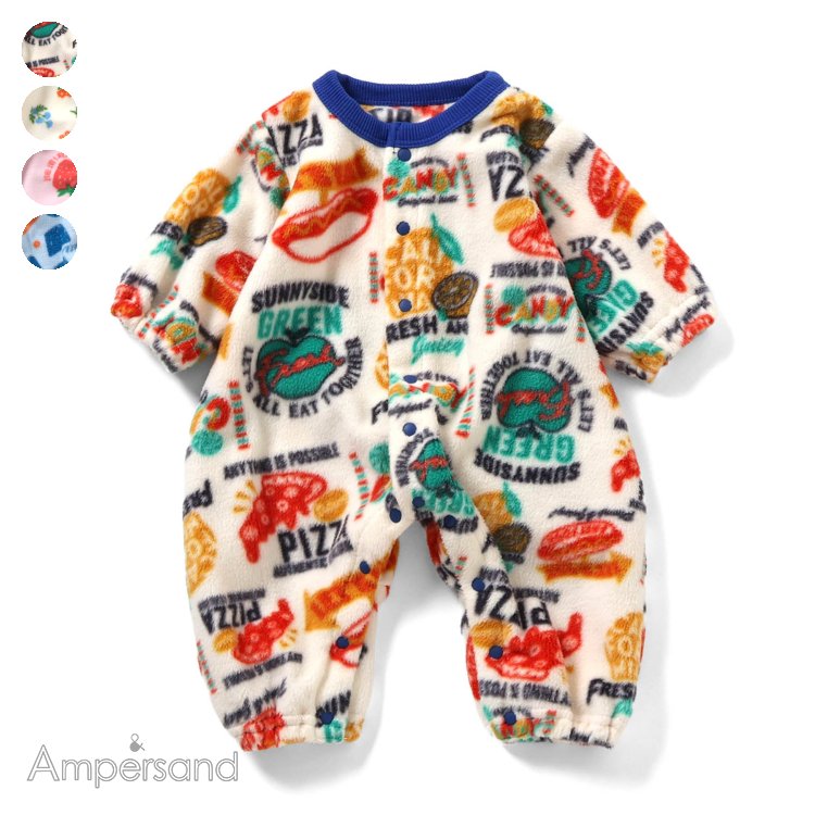 【リンク】フリースあったかカバーオール ▽▽ 男の子 女の子 ユニセックス Ampersand アンパサンド 子供服 キッズ ベビー お花 いちご 冬 エフオー...