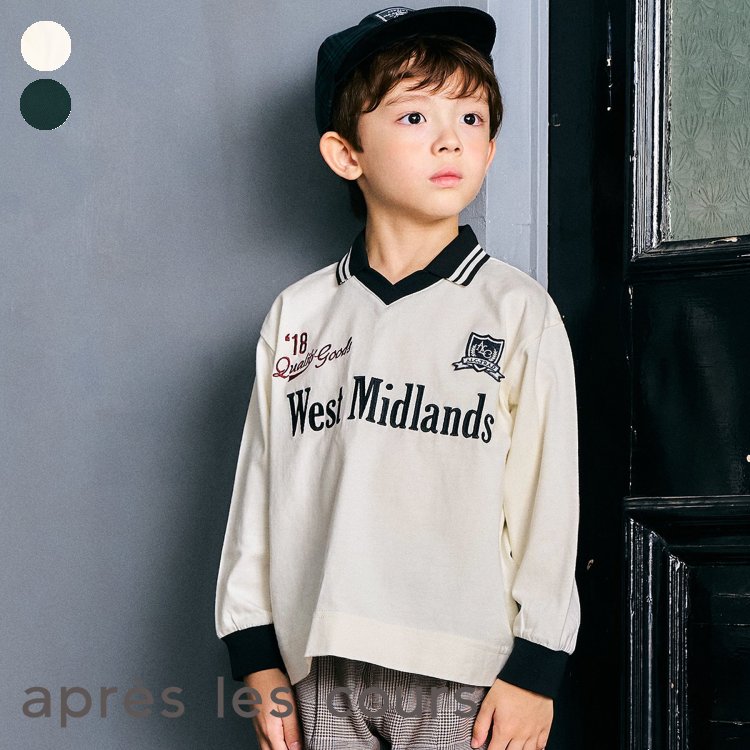 【新作】襟付きユニフォーム風Tシャツ ▽▽ 綿100% 男の子 アプレレクール 子供服 キッズ ベビー トップス ロンT 長袖 おしゃれ 秋 エフオー FO △△ v406045のサムネイル