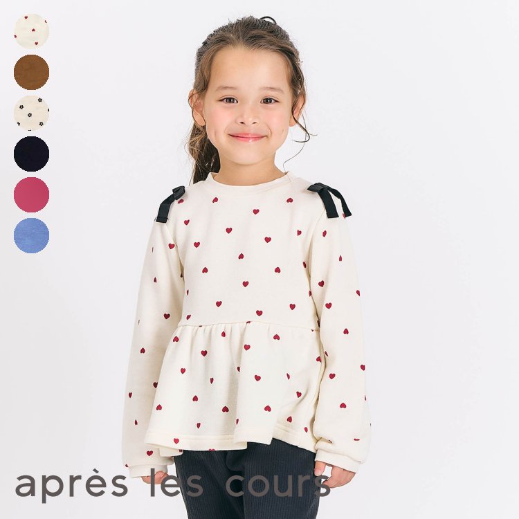 【ポイント10倍】肩リボンペプラムトレーナー ▽▽ 女の子 アプレレクール 子供服 キッズ ベビー スウェット トップス 長袖 おしゃれ かわいい 秋 エフオー FO △△ v411935