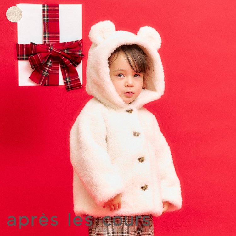 【新作】tiny_bear_ボアアウター ▽▽ 女の子 アプレレクール 子供服 キッズ ベビー コート ブルゾン タイニーベア くま クリスマス 冬 エフオー FO △△ v501025のサムネイル
