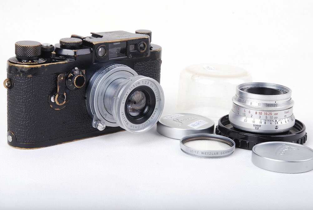 【良品】【クラウンスウェーデン軍用】Leica/ライカ IIIg ブラックペイント ボディー+Elmar/エルマー 50mm F2.8+Summaron/ズマロン 35mm F2.8 レンズ付き カメラセット#HK8023