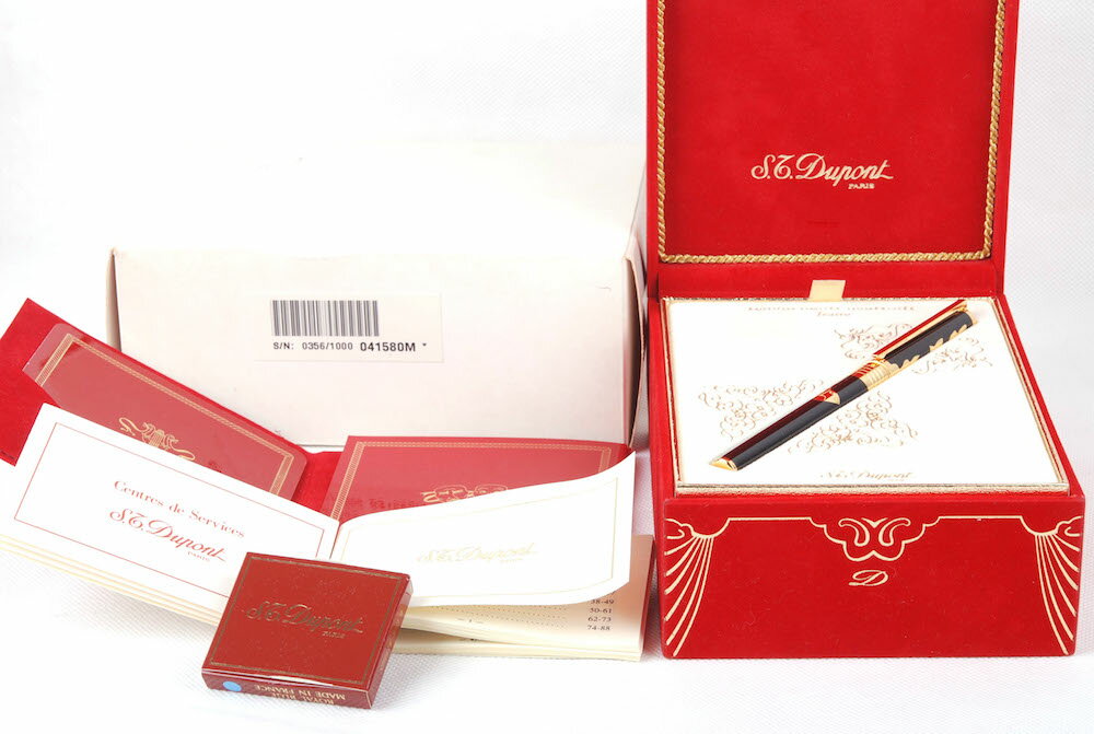 【値下げ】【1997年Teatro限定】S.T.Dupont/デュポン ゴールドコーディング ブラック スタジオ シリーズ 41580M ブラック琺瑯漆万年筆#...