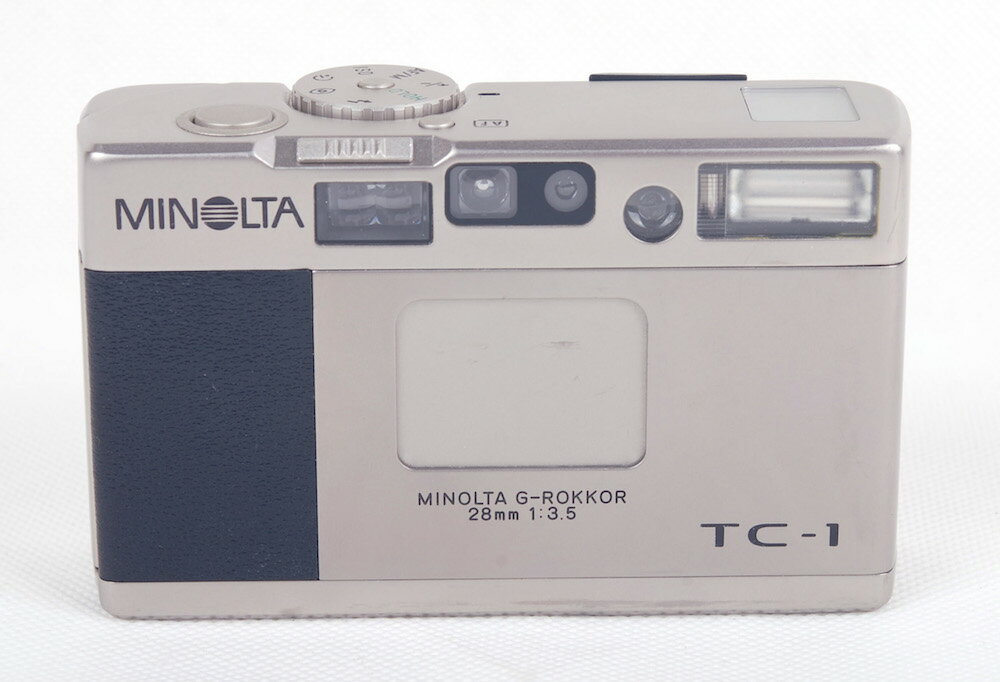 【美品】Minolta/ミノルタ TC-1 G-rokkor 28mm F3.5レンズ付 シャンパン色 フィルムカメラ ストラップとケース付き#HK8137