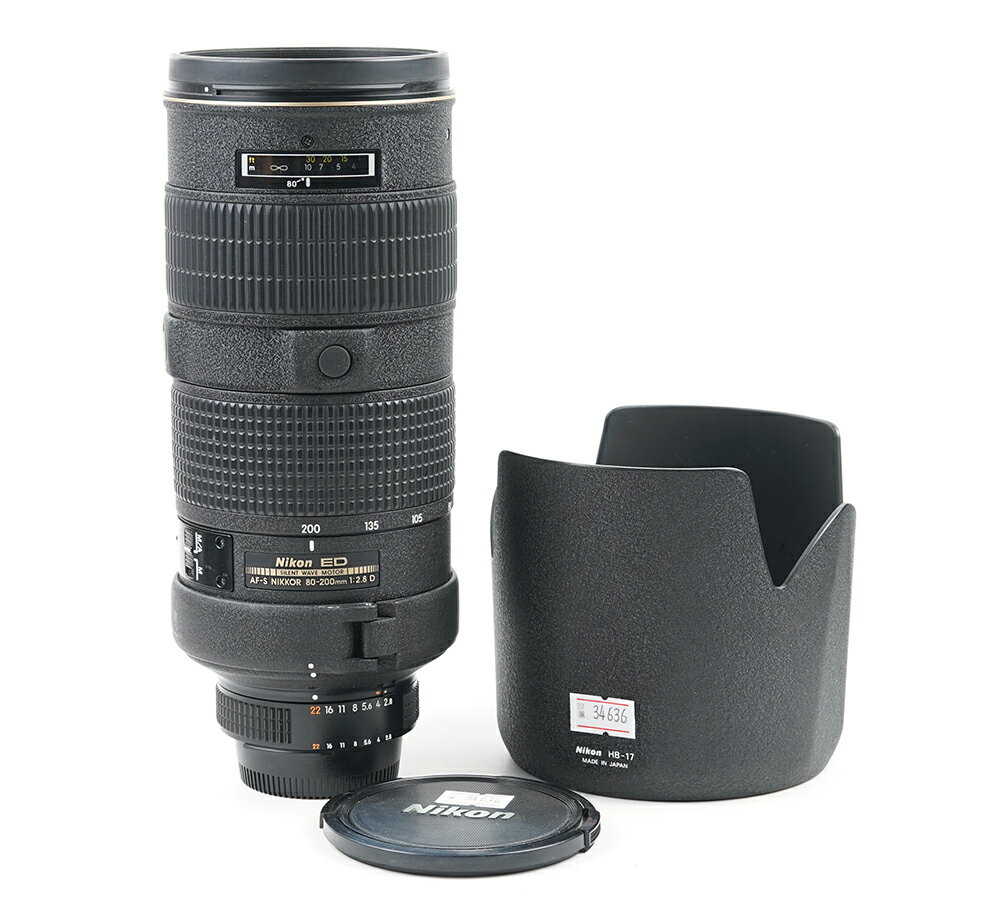 【美品】Nikon/ニコン NIKKOR AF-S 80-200/2.8 D ED 望遠レンズ HB-17フード付き#34636