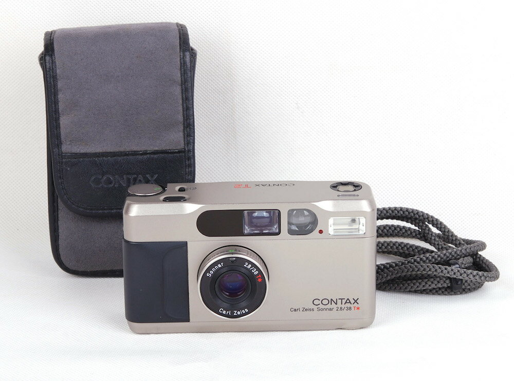 【美品】CONTAX/コンタックス T2 シャンパン色 Zeiss sonnar 38mm F2.8 T*レンズ付き#jp21563