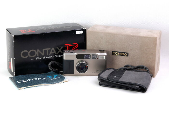 【美品】Contax/コンタックス T2 シャンパン色 Zeiss sonnar 38mm F2.8 Tレンズ 元箱付き#jp22207