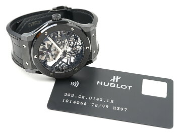 【新同品】Hublot/ウブロ クラシック・フュージョン スケルトン トゥールビヨン Ref.505.CM.0140.LR 手巻き 腕時計#34154