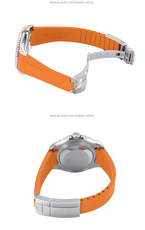 Rolex/ロレックス Yacht Master/ヨットマスタ 116622適用　VAGENARI ラバー ストラップ/ベルト オレンジ