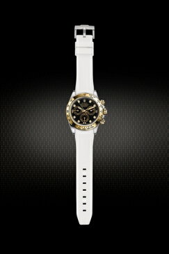 Rolex/ロレックス Daytona/デイトナ 116520、116523、116500、116503適用 VAGENARI ラバー ストラップ/ベルト ホワイト