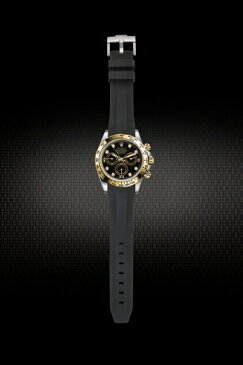 Rolex/ロレックス Daytona/デイトナ 116520、116523、116500、116503適用 VAGENARI ラバー ストラップ/ベルト ブラック