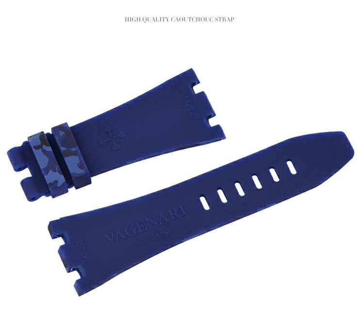 AUDEMARS PIGUET/オーデマピゲ AP 42mm 26470 15710 15703に適用にVagenari ラバー ストラップ/ベルト カモフラージュ/迷彩 ブルー