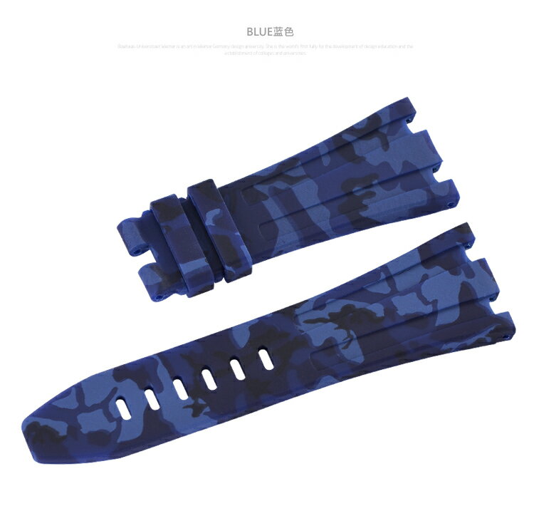 AUDEMARS PIGUET/オーデマピゲ AP 42mm 26470 15710 15703に適用にVagenari ラバー ストラップ/ベルト カモフラージュ/迷彩 ブルー