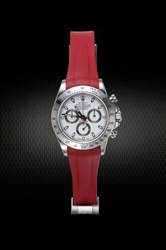 Rolex/ロレックス Daytona/デイトナ 116520、116523、116500適用 VAGENARI ラバー ストラップ/ベルト レッド