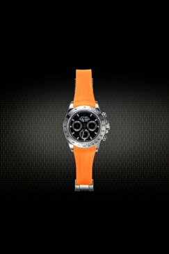 Rolex/ロレックス Daytona/デイトナ 116520、116523、116500適用 VAGENARI ラバー ストラップ/ベルト オレンジ