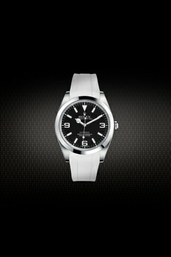 Rolex/ロレックス Explorer I/エクスプローラー I 214270に適用 39mm Vagenari ラバー ストラップ/ベルト ホワイト