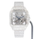 【カスタム】 Cartier/カルティエ Santos Dumont サントス デュモン W2020033 K18WG アフターダイヤモンド 手巻き 腕時計 #...