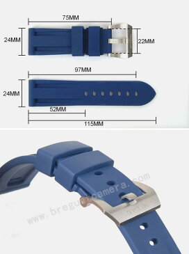 Panerai Luminor/パネライ ルミノール 44mm Vagenariラバー ストラップ/ベルト 24mm適用 バックル付き ブルー