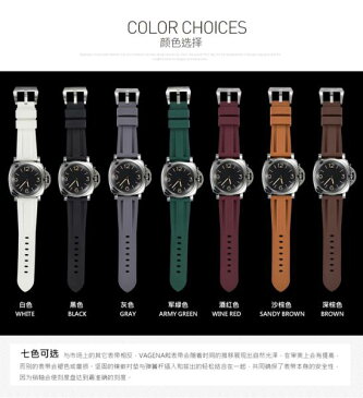 パネライ PAM 26mm 用 VAGENARIバイトンラバーストラップ バックル付 カーキ