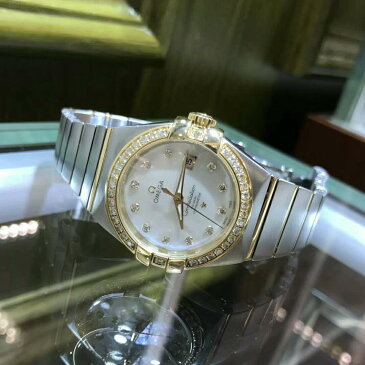 新品オメガ OMEGA 123.25.31.20.55.003 自動巻き18k ゴールド ダイヤ シェル 文字盤 31mm 腕時計