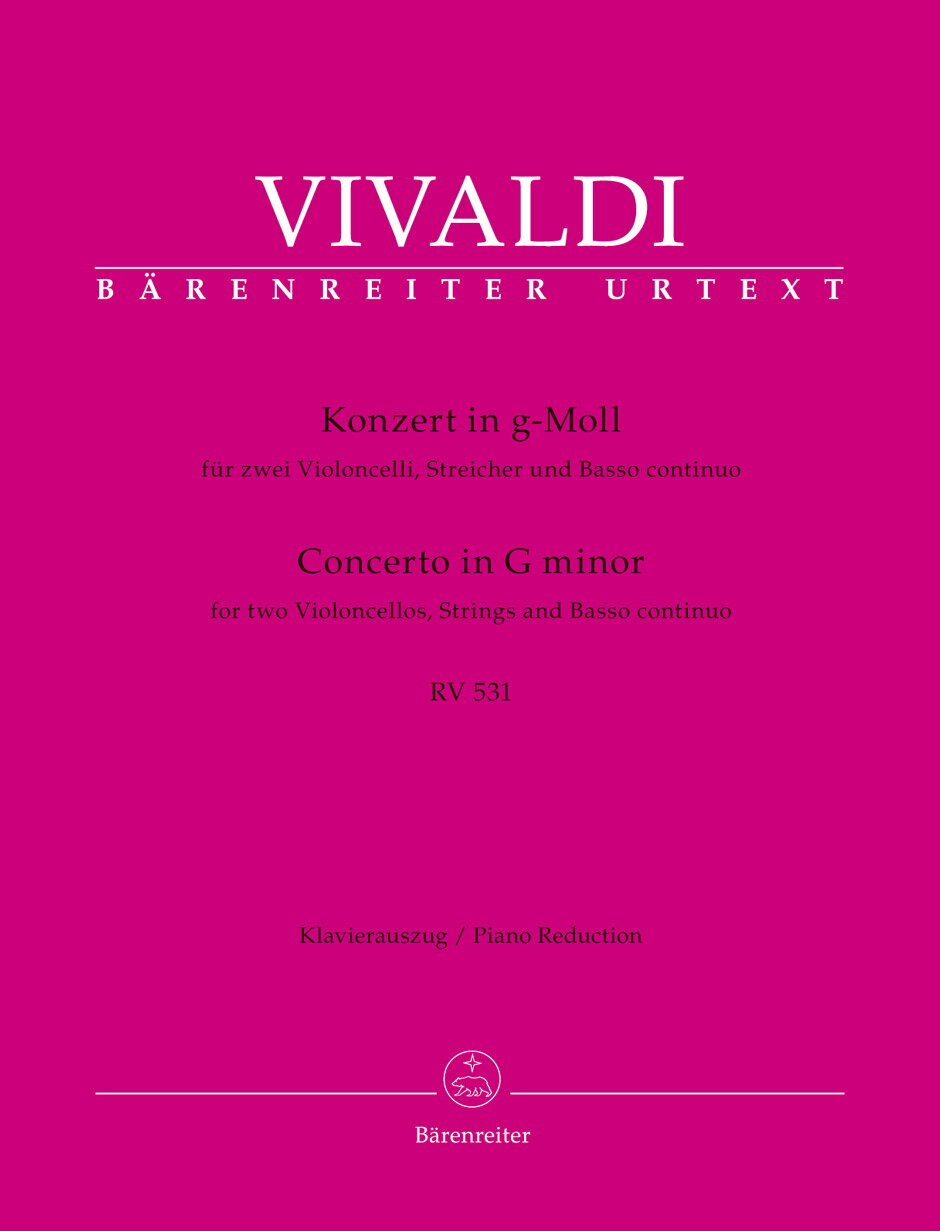 Antonio Vivaldi：Concerto g-moll RV 531 ヴィヴァルディ：2本の チェロのための協奏曲 ト短調 RV 531 ■出版社：Barenreiter（ベーレンライター） ■校訂・編集 / 編曲：Bettina Schwemer / Martin Schelhaas（シェルハース） ■編成：2 Vc, Pf ■輸入楽譜 ■楽譜は新品ですが、輸入商品のため入荷時による角の折れや日焼けがある場合がございます。 コンディションをご納得いただいた上でお買い求めくださいますようお願い申し上げます。 ■入荷時期により表紙のデザイン、色が掲載画像と異なる場合がございます。あらかじめご了承ください。