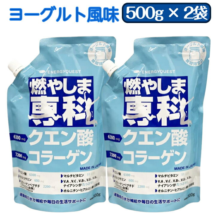 2袋セット 燃やしま専科 ヨーグルト風味 500g エナジークエスト スポーツドリンク 粉末 サプリメント ダイエット クエン酸 コラーゲン オルニチン ナイアシン パントテン酸