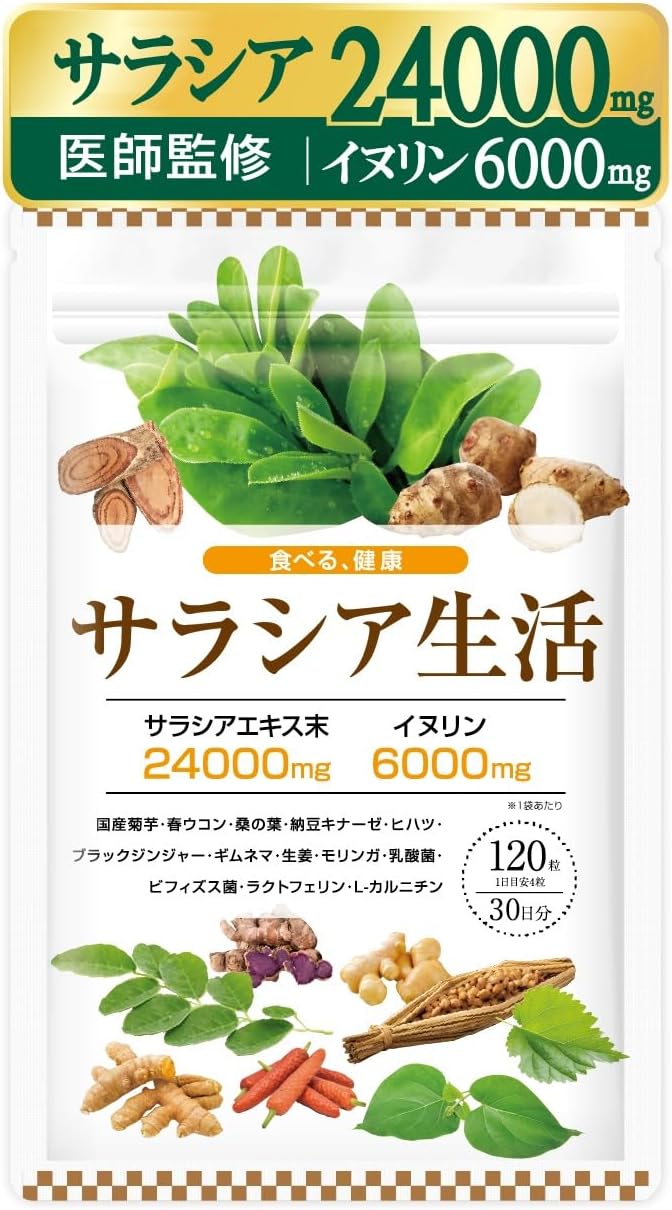 【 医師監修 】 サラシア生活 サラシア 24000mg イヌリン 6000mg 国産菊芋 桑の葉 16種類の厳選成分 30..