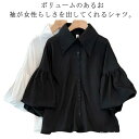 【送料無料】オーバーサ 透け感 パフスリーブ ドロップショルダー トップス 五分袖 シャツブラウス レディース シャツ ブラウス ボリューム袖