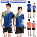 【送料無料】バドミントン シャツ メンズ 男性 卓球 パンツ レディース 吸汗速乾 半袖 ゲームシャツ トップス 半ズボン 上下セット オールシ