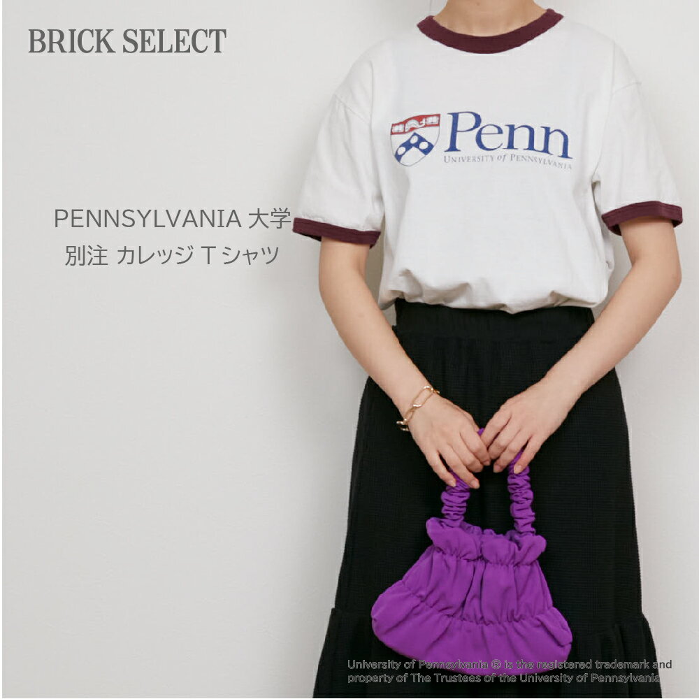 【50％OFF】PENN ペンシルベニア大学 カレッジ Tシャツ 半袖T レディース 女性 レディースウェア トップス 大きめ オーバーサイズ ビッグシルエット オーバーシルエット コットン 綿100％ 半袖 レッド 赤 ホワイト 白 リンガーT