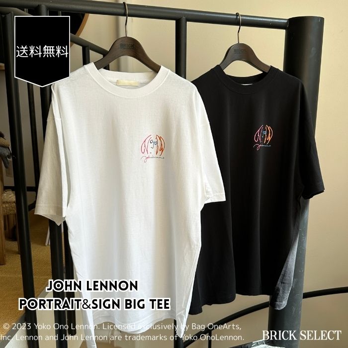 乐天商城 - 【50％OFF】John Lennon portrait&sign big tee T-shirt Tシャツ 半袖T レディース メンズ 女性 男性 レディースウェア メンズウェア トップス コットン 綿100％ ビッグシルエット