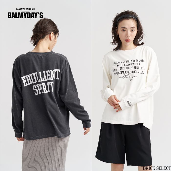 乐天商城 - 【40％OFF】L/S Tee 2 ロンT レディース メンズ ユニセックス トップス 男女兼用 BALMYDAY'S カジュアル ゆったりフィット プリントT ピグメント