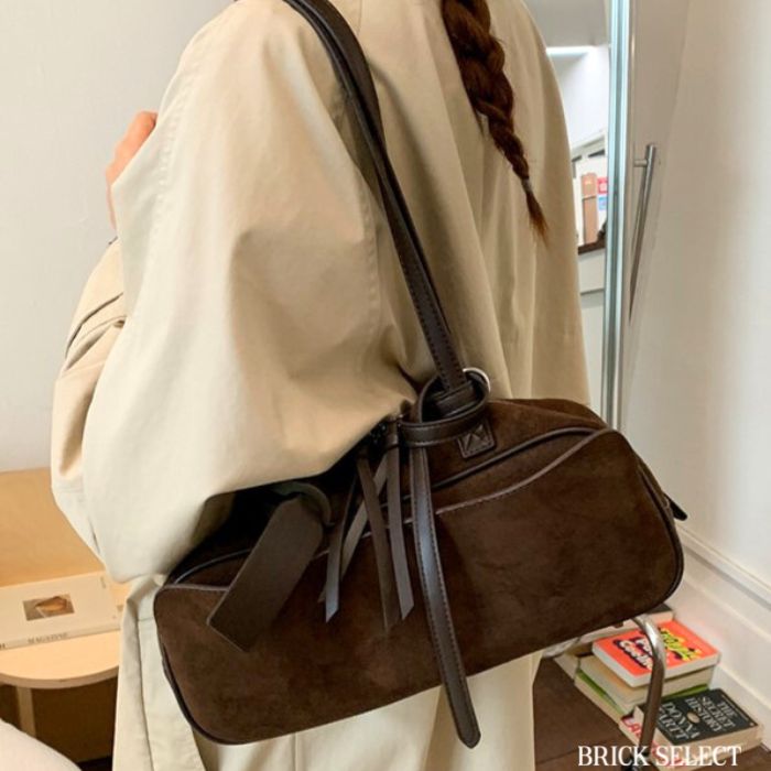 【30%OFF】バイカラースエードバッグ 韓国ファッションレディースバッグ プレゼント ギフト おしゃれ かわいいバッグ カジュアル きれいめ レディース 配色 スエード調 ハンドバッグ ショルダーバッグ 高見え brick-select-10000380 BRICK SELECT サンプル画像2