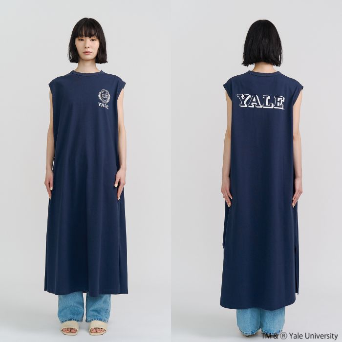 Rakuten - YALE ONE-PIECE ワンピース 半袖 ロゴワンピース カレッジ レディース カジュアル ワンピ ゆったり 体型カバー おしゃれ 韓国ファッション 春 夏