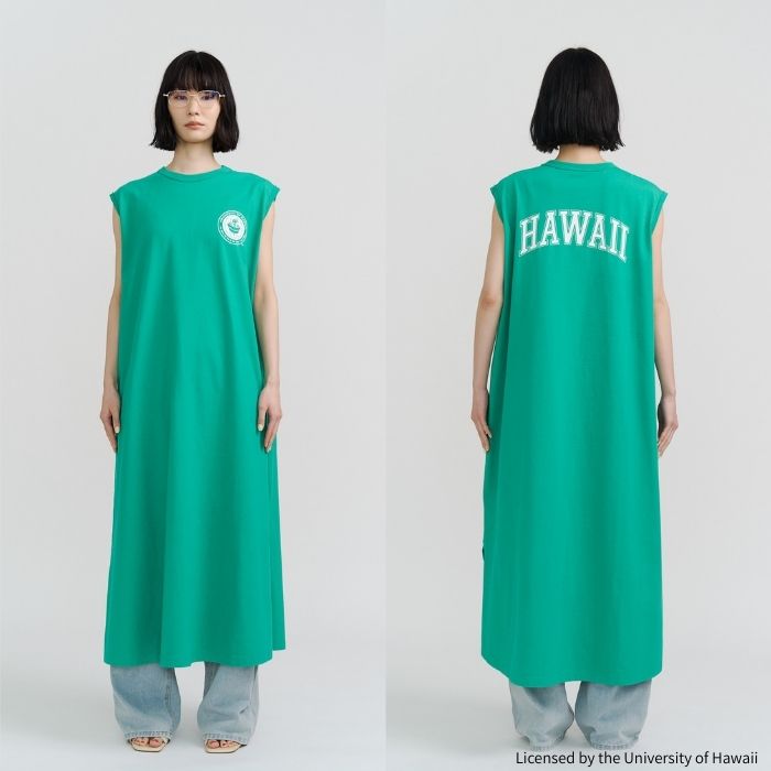 Rakuten - HAWAII ONE-PIECE ワンピース 半袖 ロゴワンピース カレッジ レディース カジュアル ワンピ ゆったり 体型カバー おしゃれ 韓国ファッション 春 夏