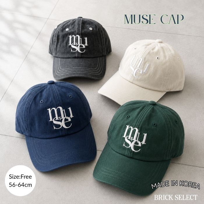 Cap - museキャップ デイリーユース レディース ロゴキャップ 韓国ファッション 韓国トレンド 配色 ツバ広 帽子 春 夏 秋 冬 かわいい カジュアル ストリート コットン K-POP 人気 紫外線対策 小顔効果 6パネル 深め デイリーユース アウトドア 韓国製