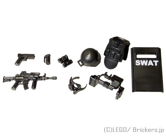 レゴ カスタム パーツ ミニフィグ S.W.A.T. アルファ1セット [Black/ブラック] | レゴ互換品 ミニフィギュア 人形 ミリタリー スワット 武器 装備 swat 特殊部隊