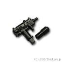 レゴ カスタム パーツ ミニフィグ サブマシンガン Mini-UZI サイレンサー付き Black/ブラック レゴ互換品 ミニフィギュア 人形 ミリタリー 武器 銃 マシンガン 機関銃