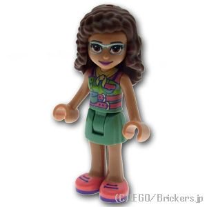 レゴ フレンズ ミニフィグ フレンズ オリビア - サンドグリーンのスカート/サンドグリーンのトップ | LEGO純正品の フィギュア 人形 ミニフィギュア